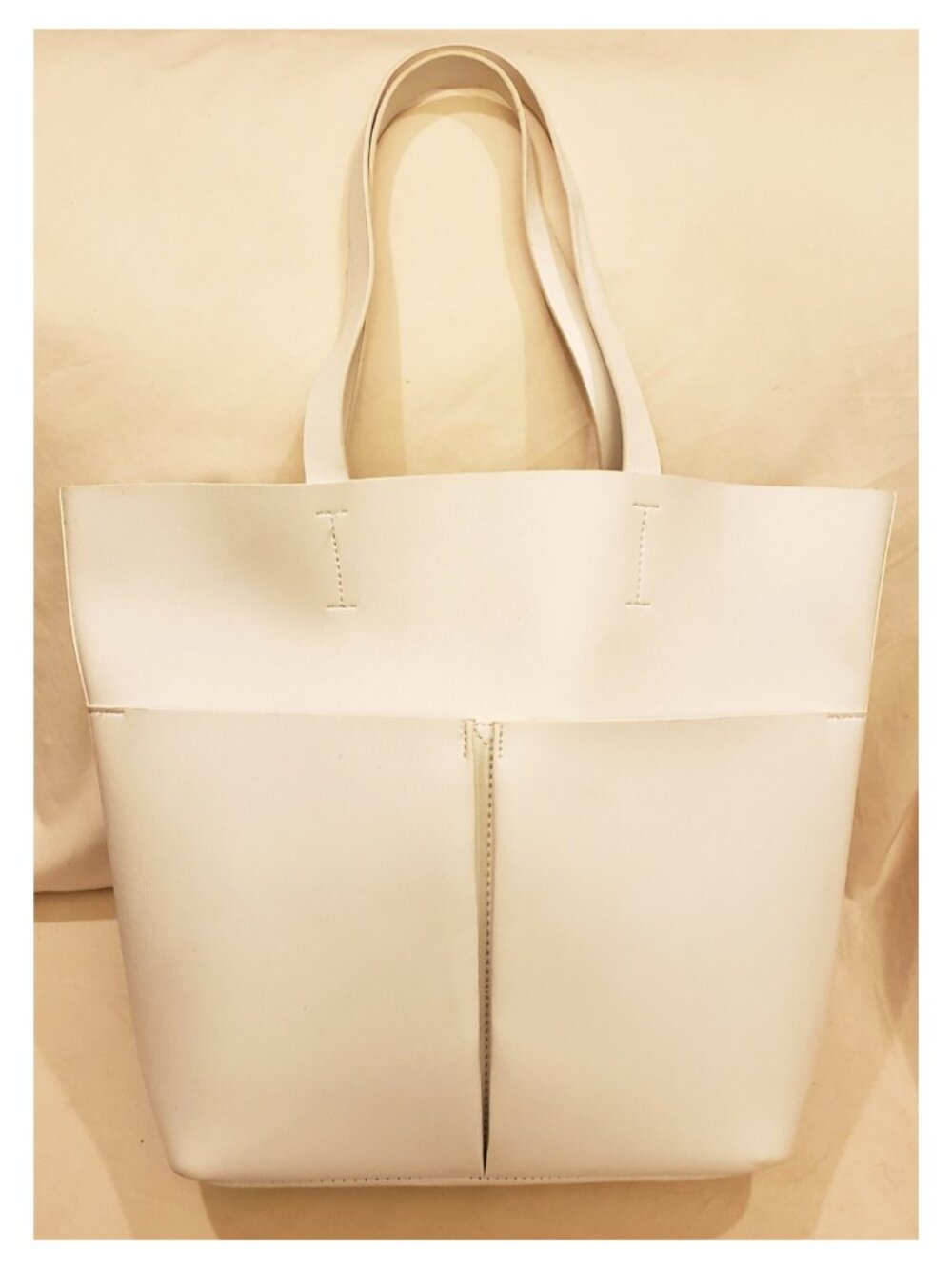 Neiman Marcus Large  Handbag/Shoulder Bag White Textured Faux Leather